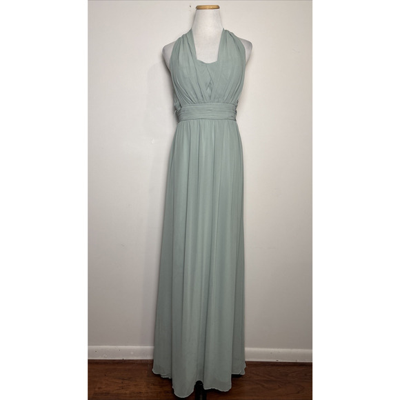 Birdy Grey Bridesmaid Dress Sage Green Size Medium Grace Convertible Chiffon - Picture 1 of 11
